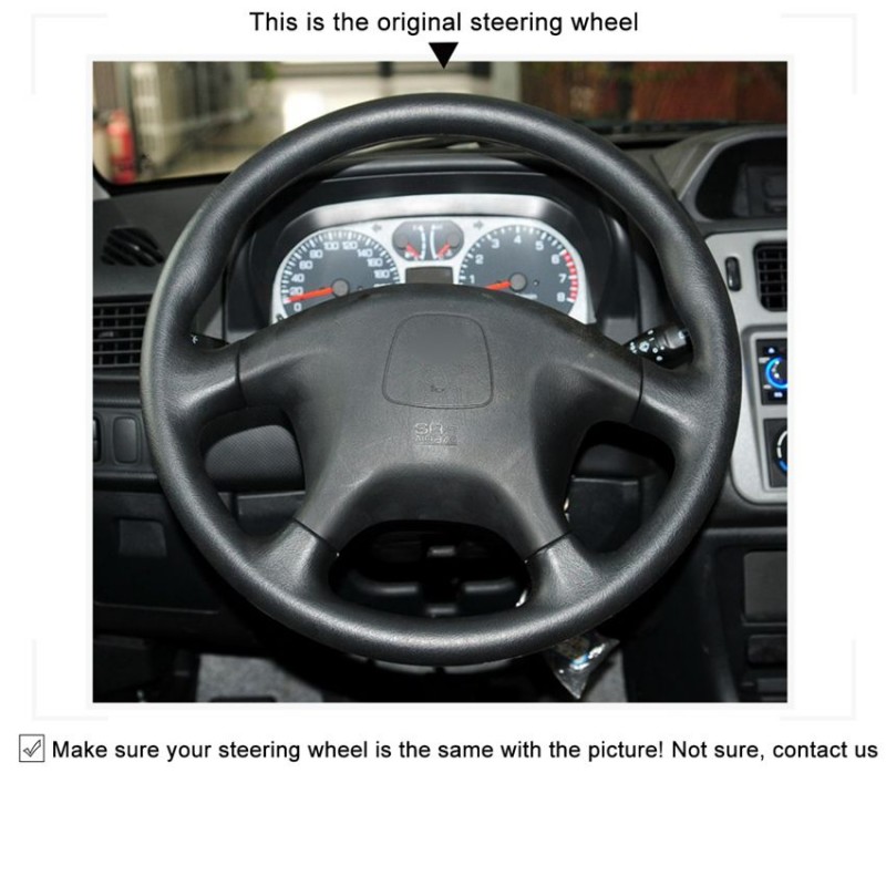 Loncky Auto Custom Fit OEM Black Genuine Leather Car Steering Wheel